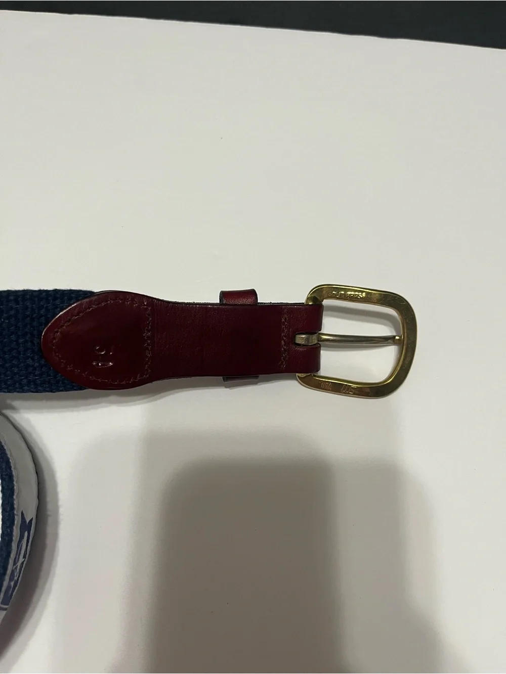 Nautical Canvas Belt with Brown Leather Trim size 34 - Picture 6 of 14